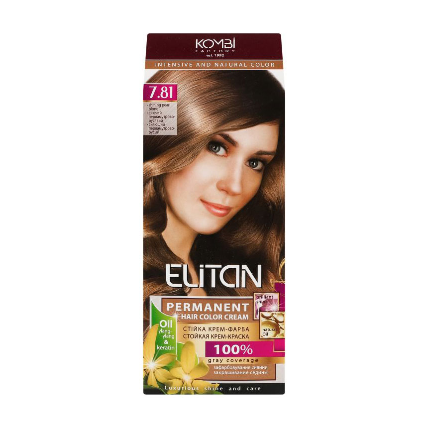 

Крем-фарба для волосся Elitan Intensive And Natural Color 7.81 Сяючий перламутрово-русявий, 115 мл