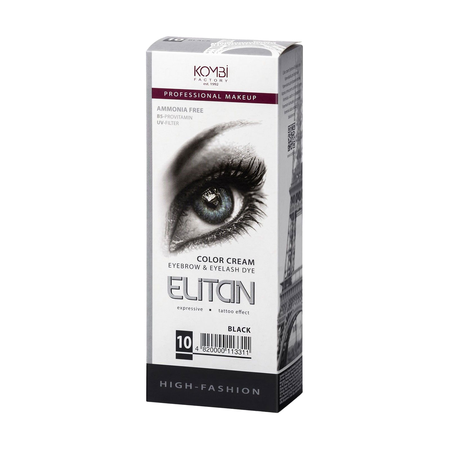 

Крем-фарба для брів та вій Elitan Color Cream Eyebrows & Eyelashes 10 Чорний, 100 мл