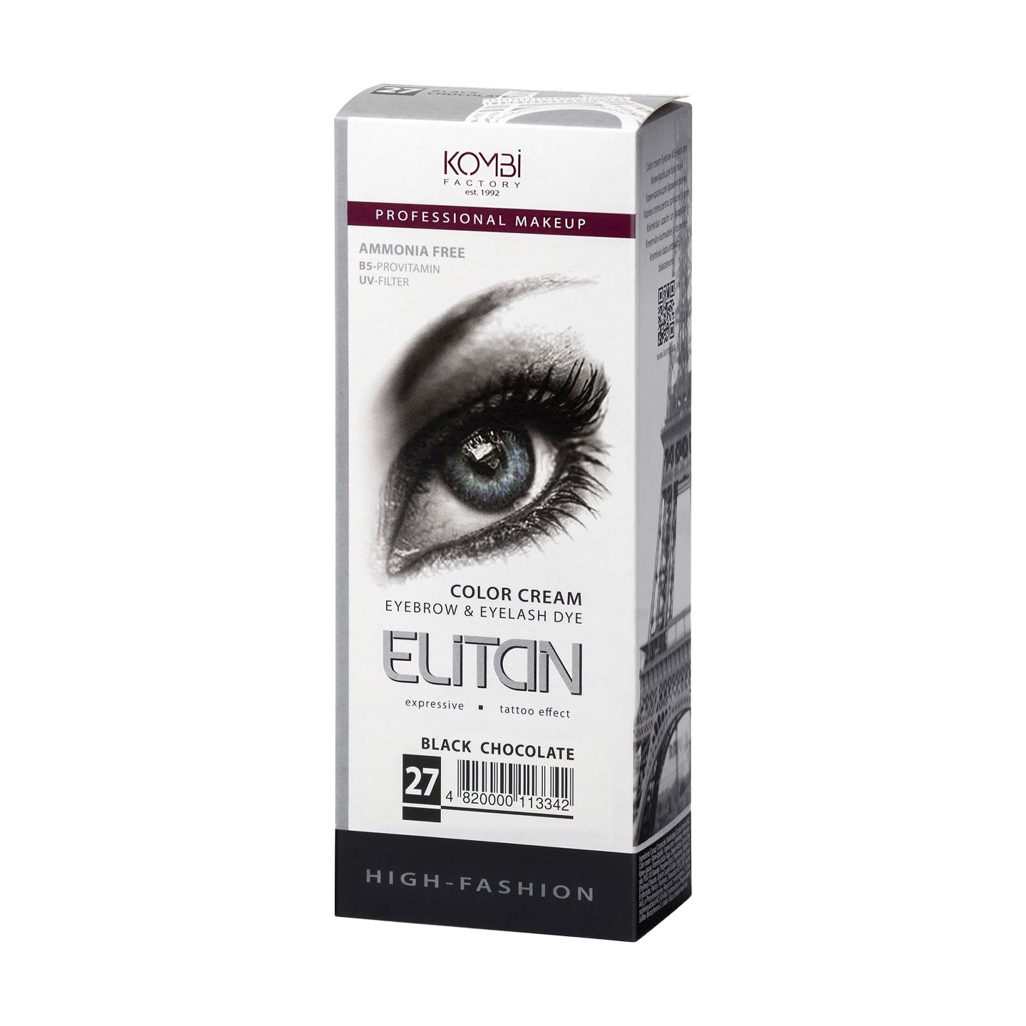 

Крем-фарба для брів та вій Elitan Color Cream Eyebrows & Eyelashes 27 Чорний шоколад, 100 мл
