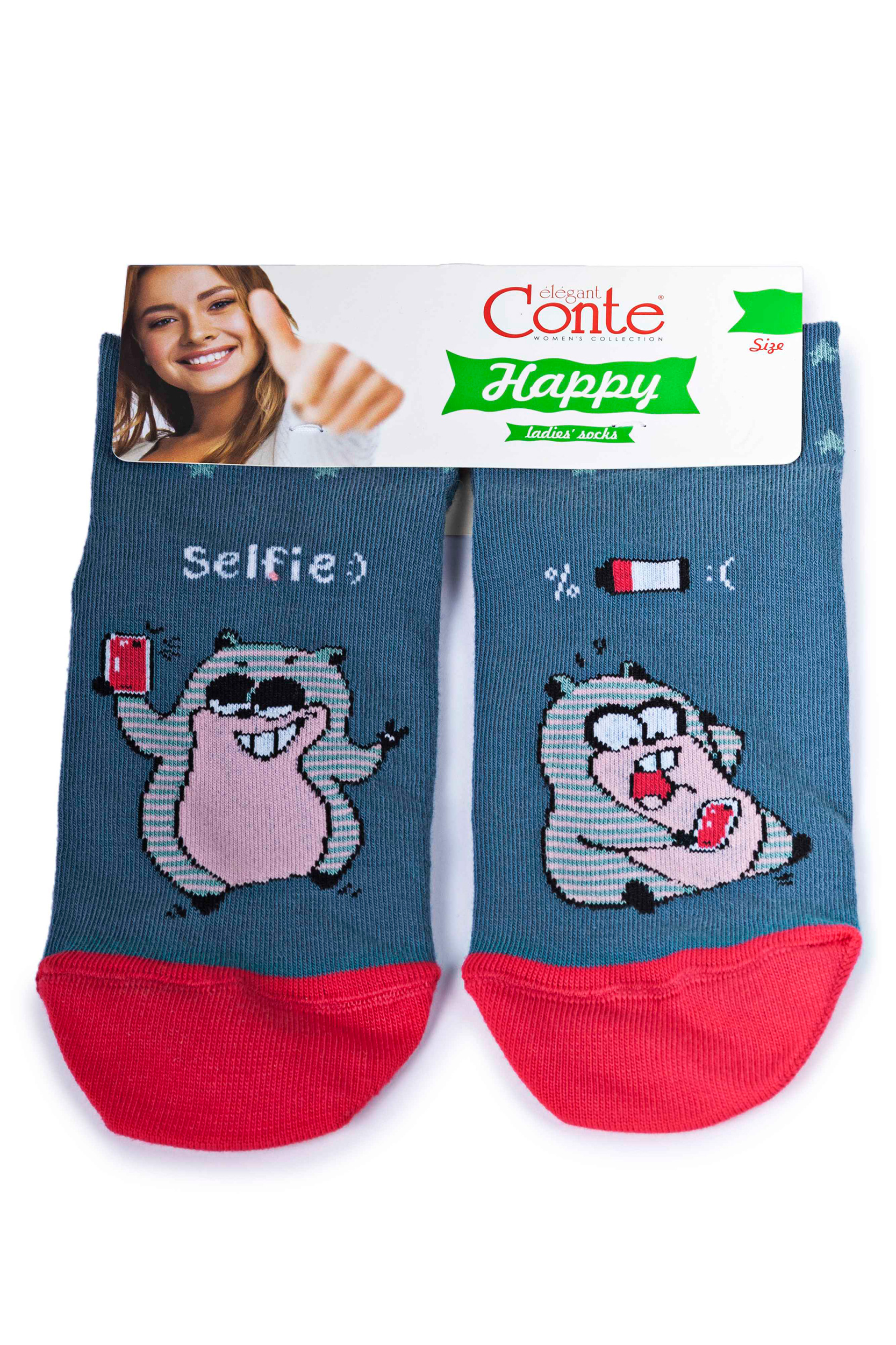 

Шкарпетки жін Conte elegant бавовняні HAPPY селфі джинс
