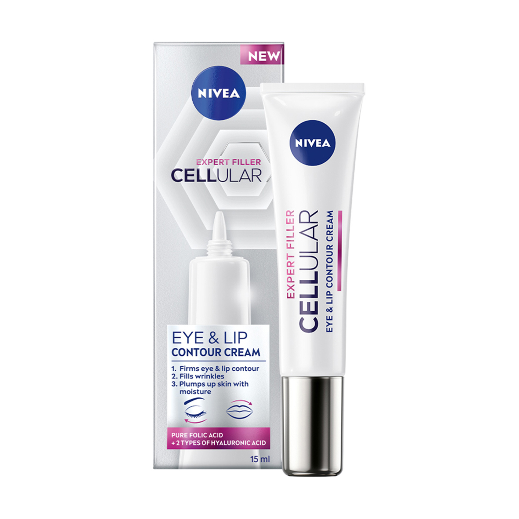 

Уцінка! Крем для шкіри навколо очей та губ NIVEA Cellular Expert Filler Eye & Lip Contour Cream антивіковий, проти зморщок, 15 мл
