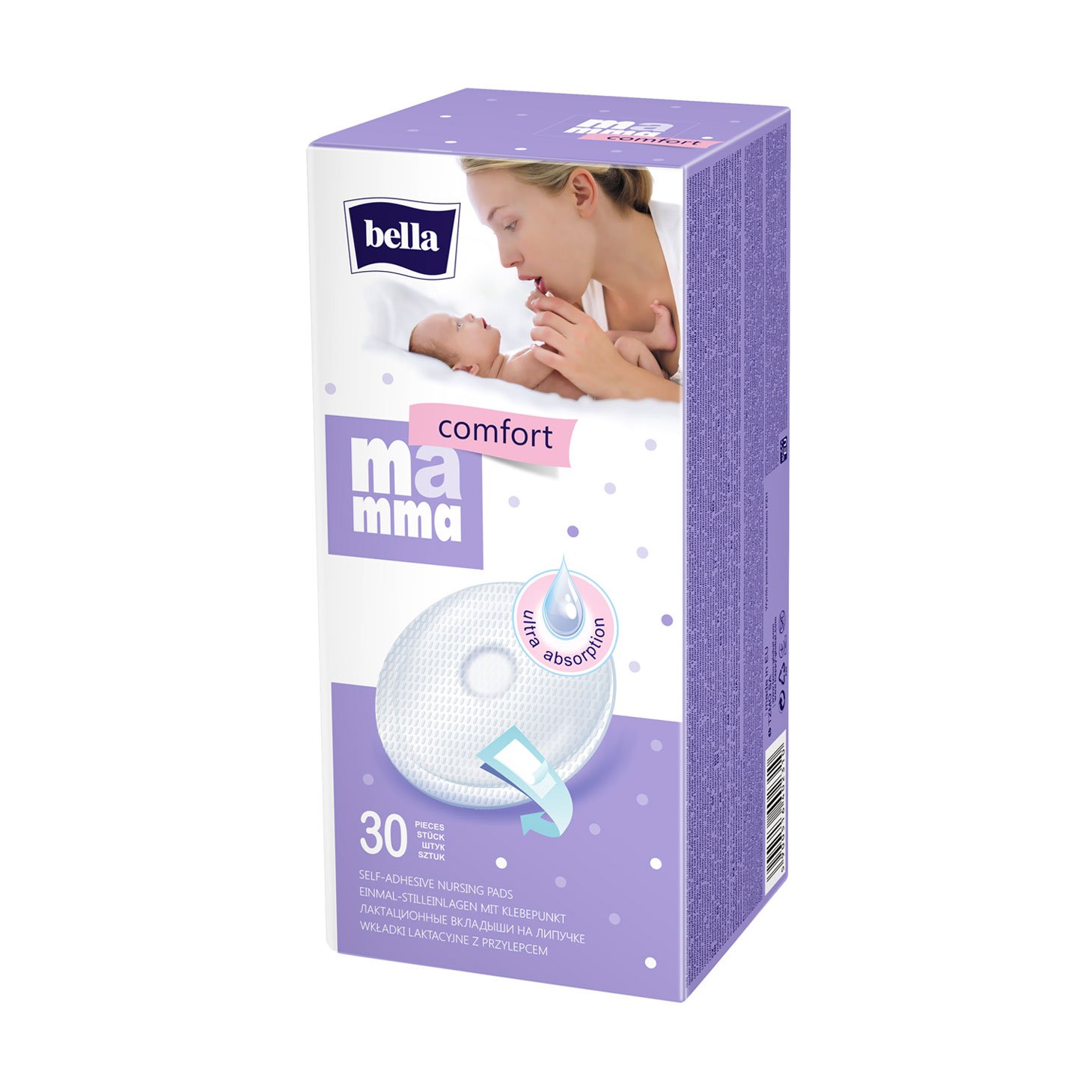 

Лактаційні вкладки для грудей Bella Мamma Comfort із липкою смужкою, 30 шт