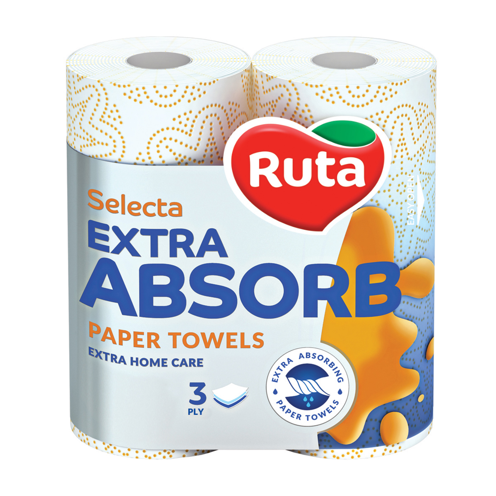 

Паперові рушники RUTA Selecta Extra Absorb 3-шарові, 105 відривів, 2 рулони