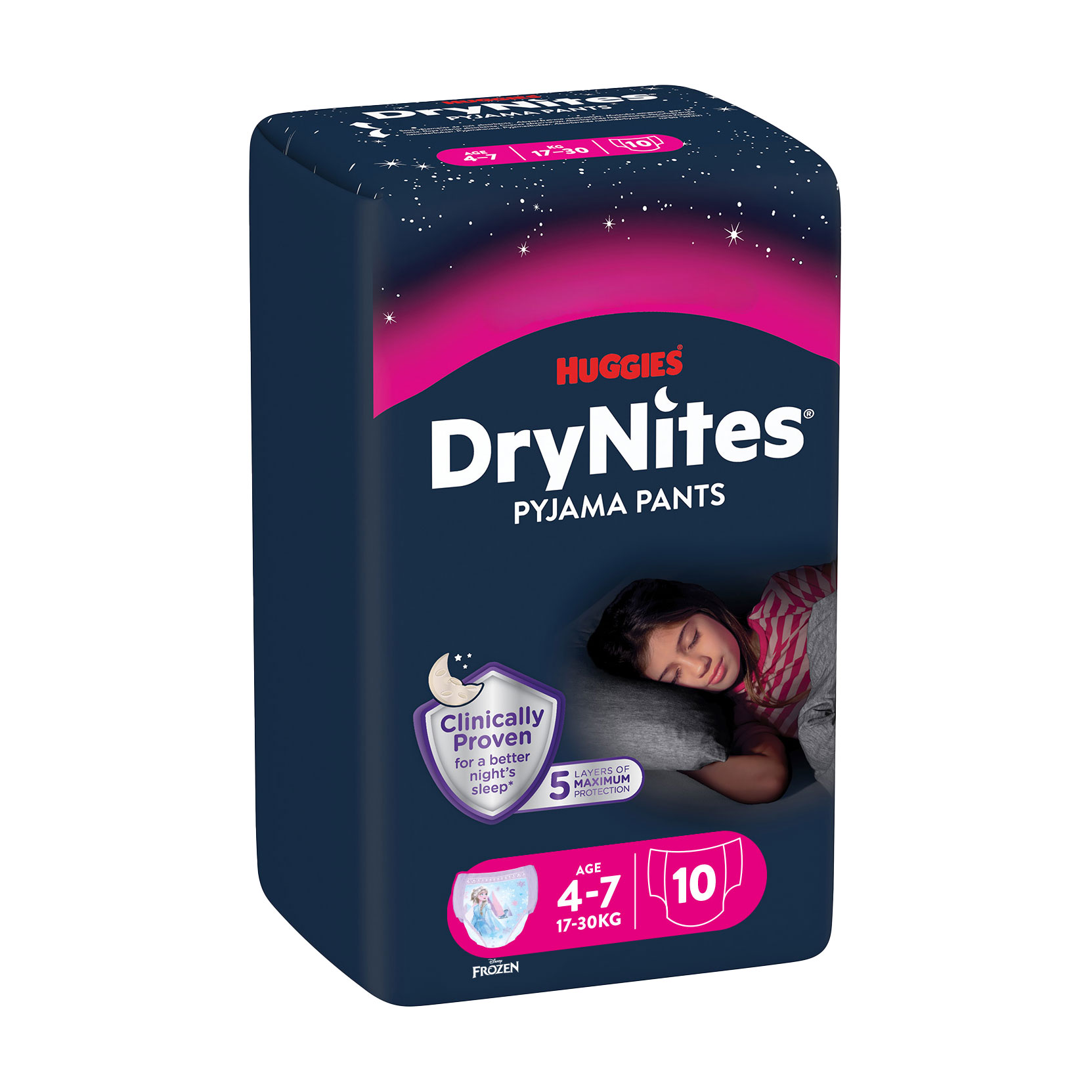 

Нічні трусики-підгузки Huggies DryNites для дівчаток, 4-7 років (17-30 кг), 10 шт