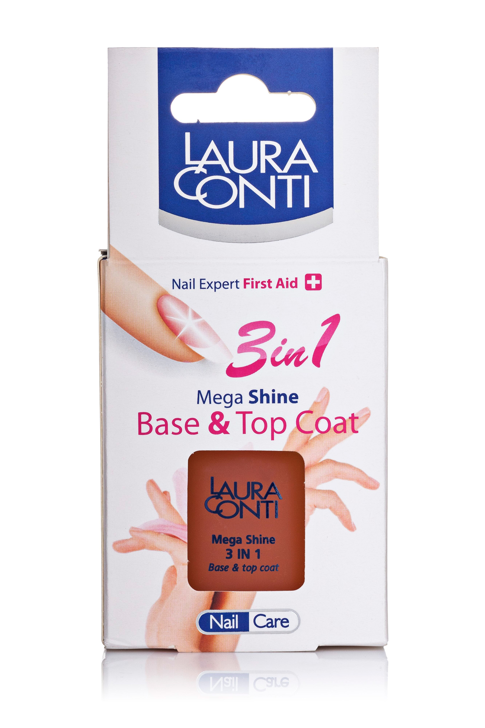 

Засіб 3в1 Laura Conti 3in1 Mega Shine Base&Top Coat Супер-блиск для нігтів, 12мл