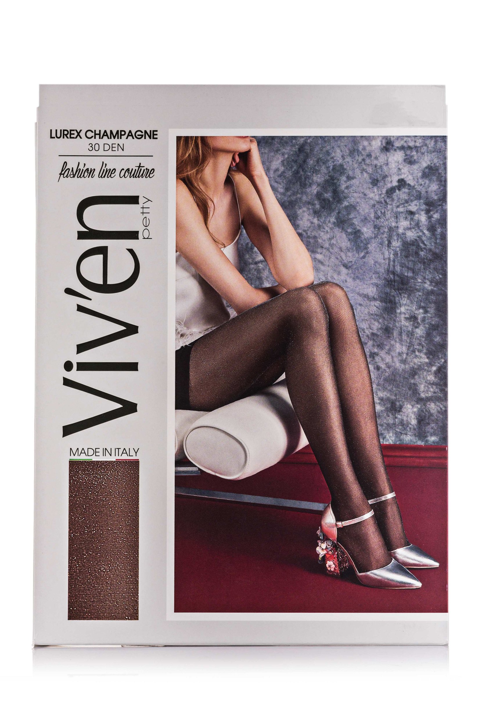 

Колготи жіночі TM Viv’en petty LUREX SHAMPAGNE 30 ден чорний люрекс р.3