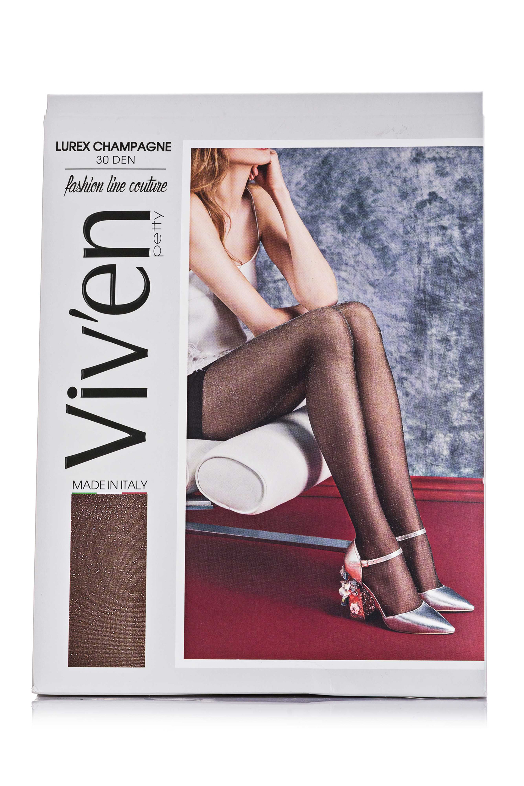 

Колготи жіночі TM Viv’en petty LUREX SHAMPAGNE 30 ден синій люрекс р.4