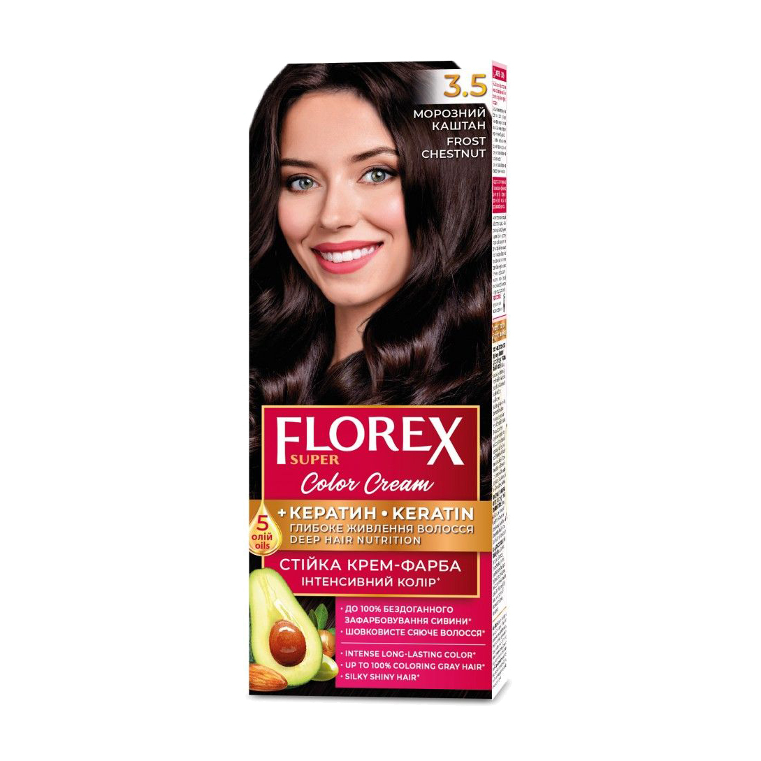 

Стійка крем-фарба для волосся Florex Super 3.5 Морозний каштан, 100 мл
