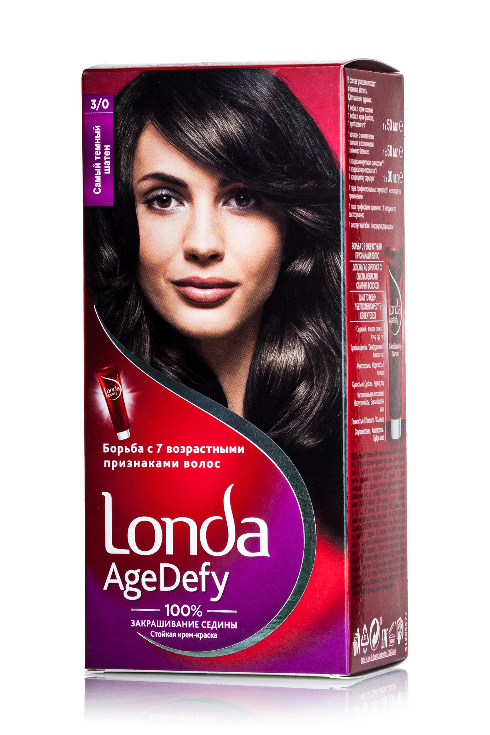 

Стійка крем-фарба для волосся Londa AgeDefy 3/0 Самий темний шатен, 130 мл