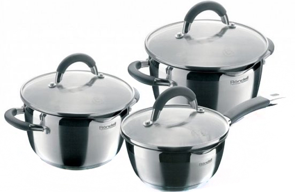 

Набір посуду Rondell RDS-341Flamme с кришкою 1,3 л+ 3,2л + 5,7л