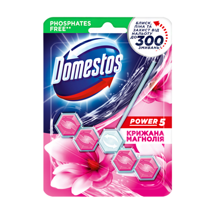 

Блок для очищення унітаза Domestos Power 5 Крижана магнолія, 55 г