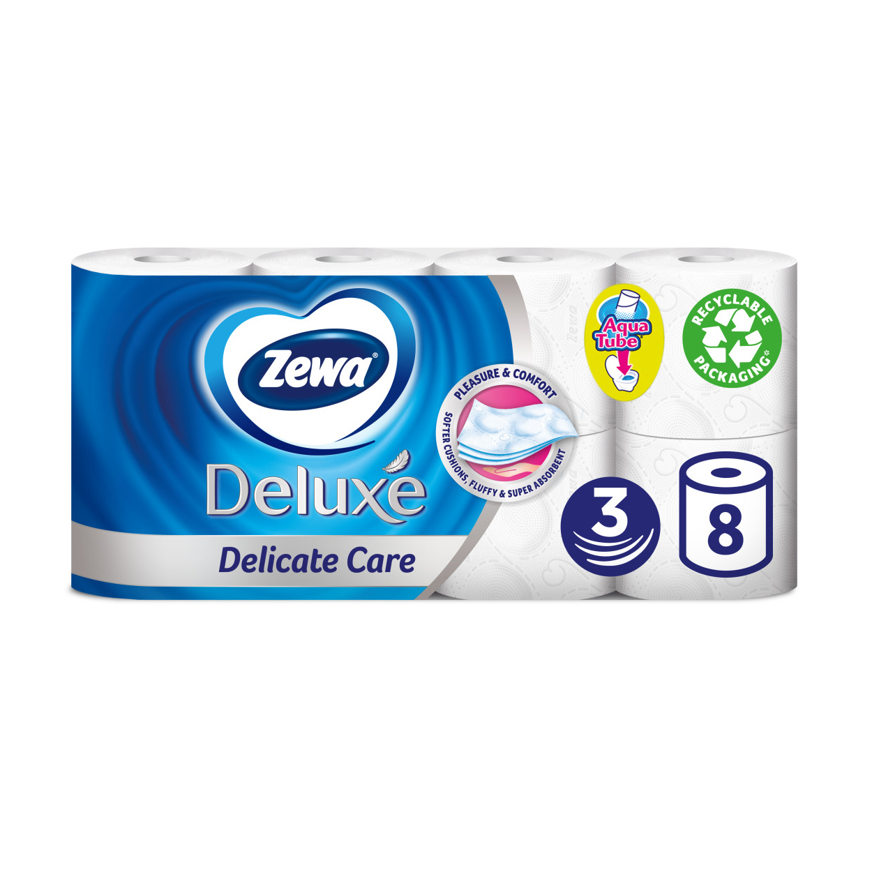 

Туалетний папір Zewa Deluxe білий, 3-шаровий, 145 відривів, 8 рулонів