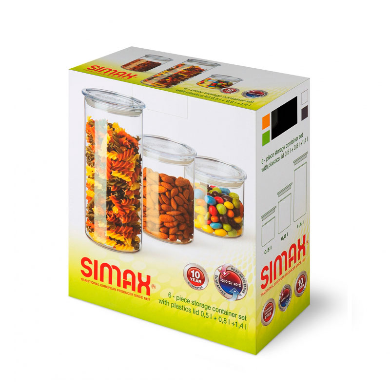 

Набір ємностей Simax з кришками 3 шт(0,50л_0,80л_1,4л),185