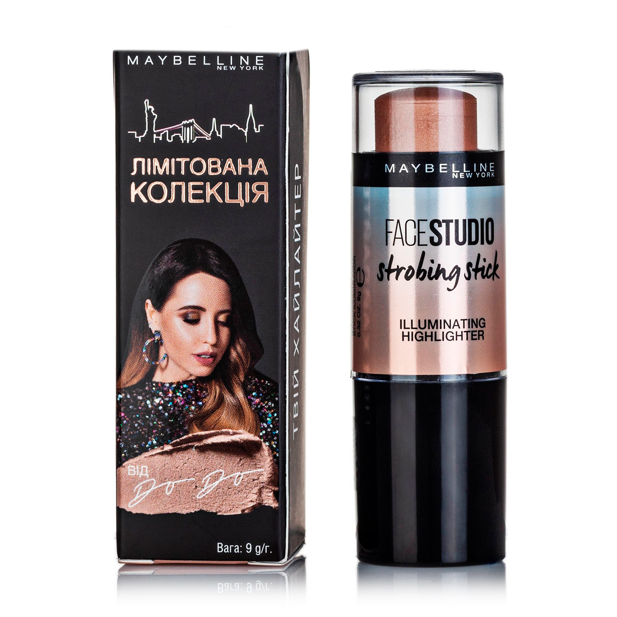 

Хайлайтер для обличчя Maybelline New York Face Studio strobing stick 200 голд металік, 9 г.