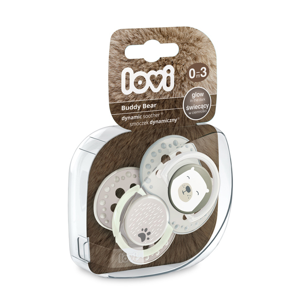 

Пустушка LOVI Buddy bear силіконова, динамічна, від народження до 3 місяців, 2 шт (22/863)