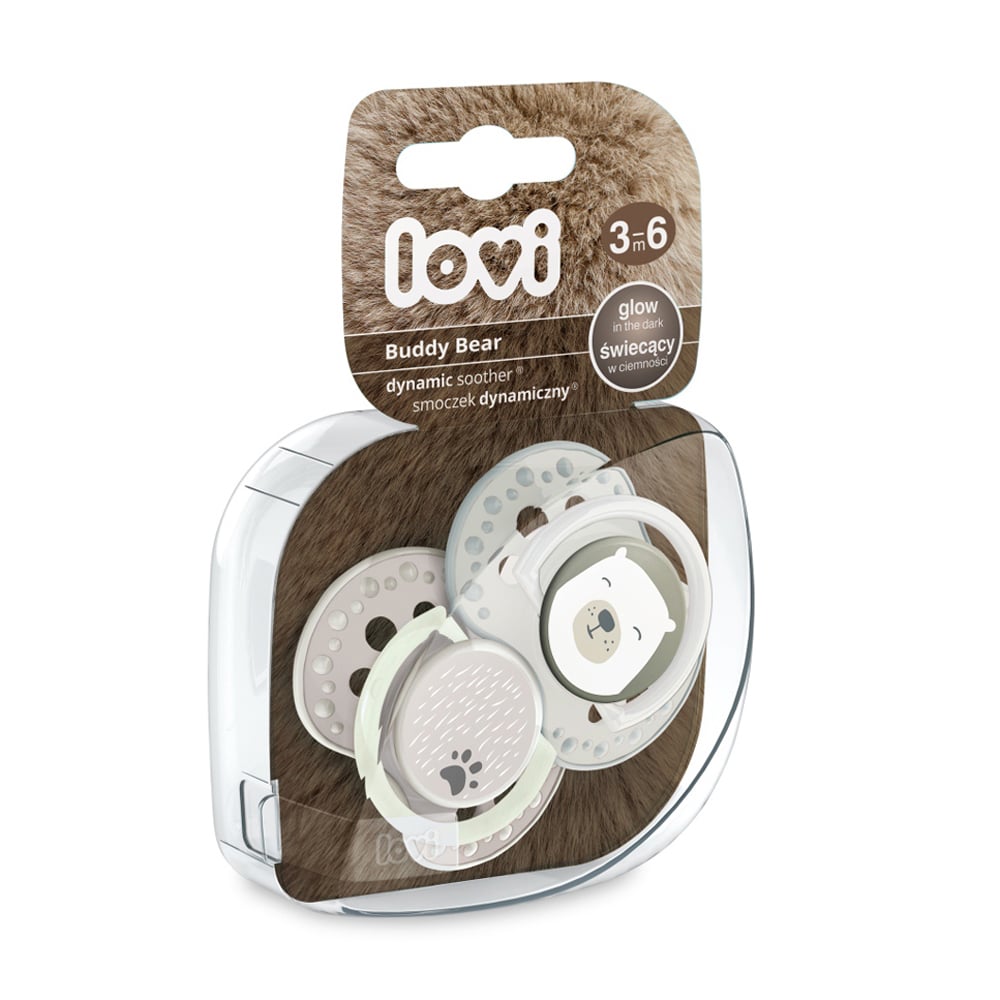 

Пустушка силіконова динамічна LOVI Buddy bear 3-6 місяців 2 шт