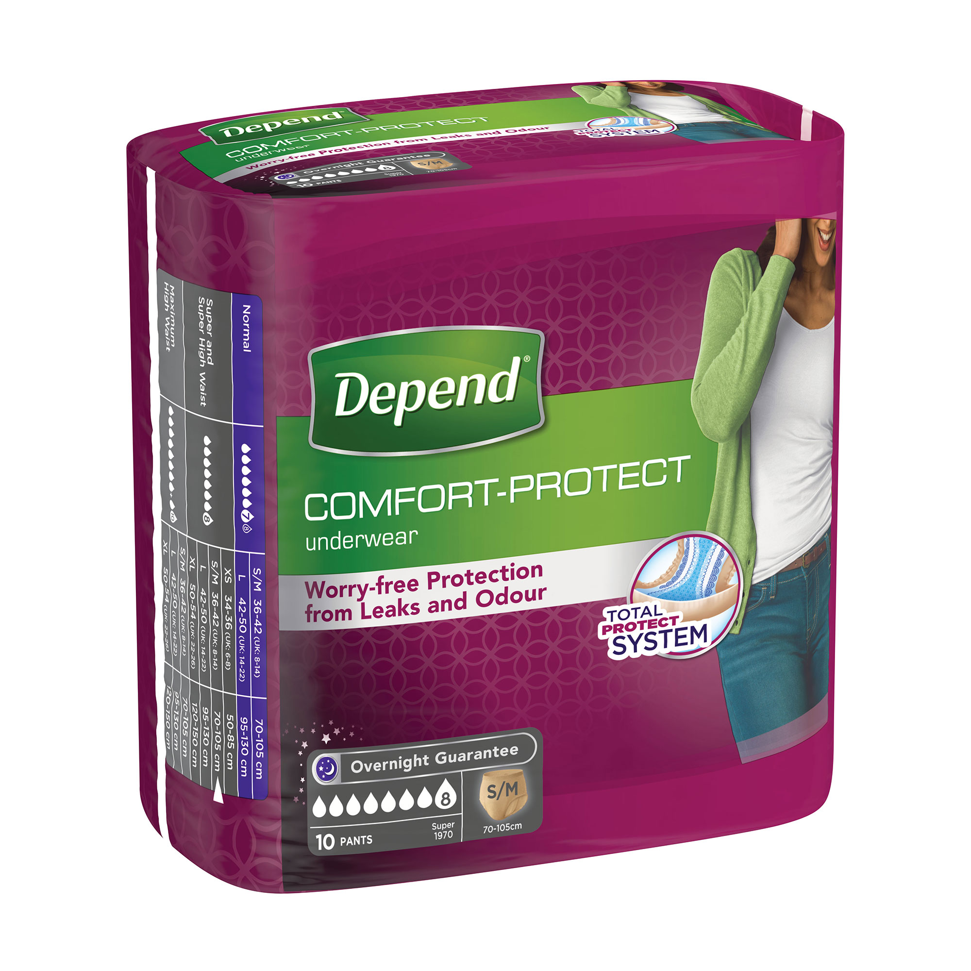 

Уцінка! Вбиральна спідня білизна Depend для жінок, розмір S/M, 10 шт
