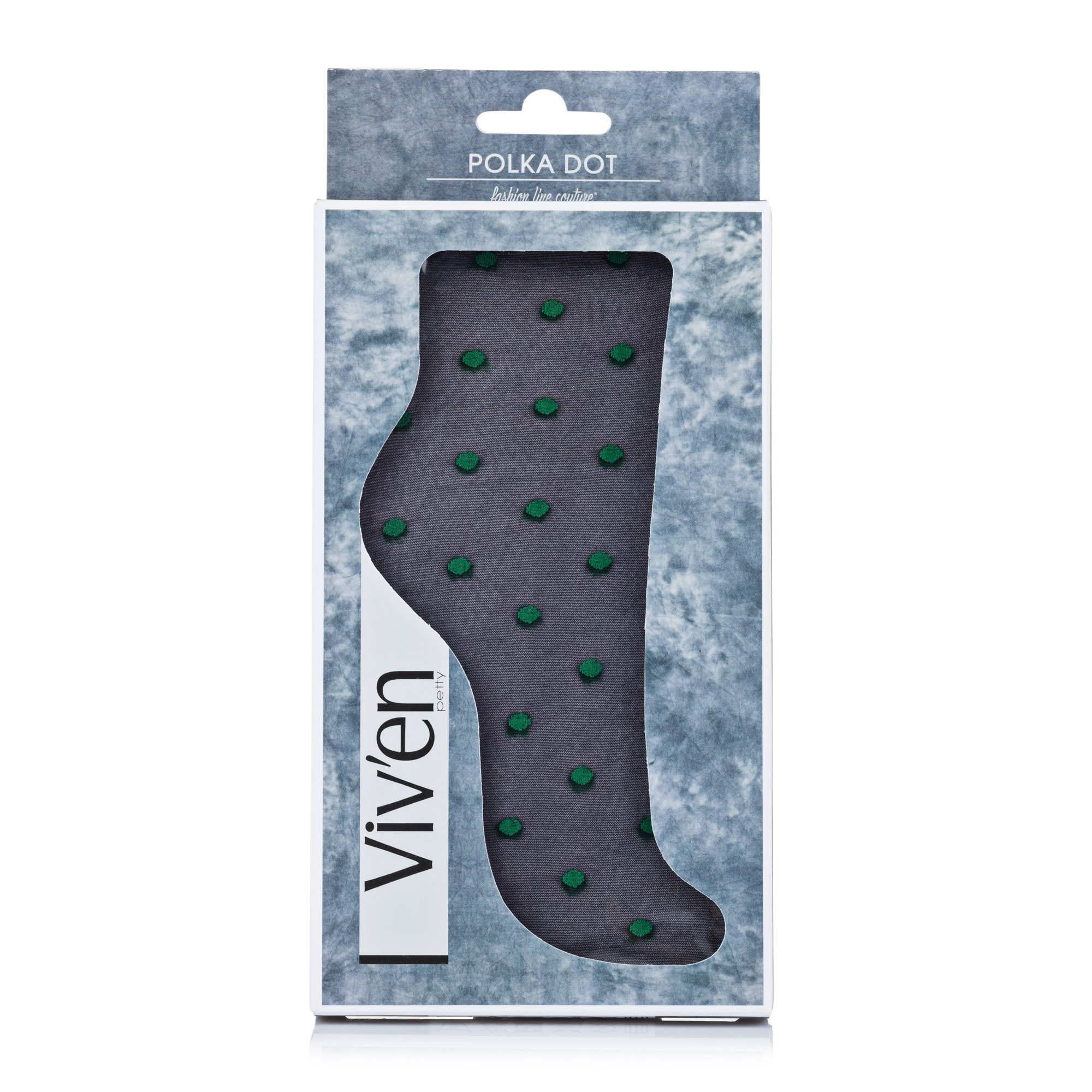 

Шкарпетки жіночі Viven petty Polka Dot 264 чорні в зелену крапку