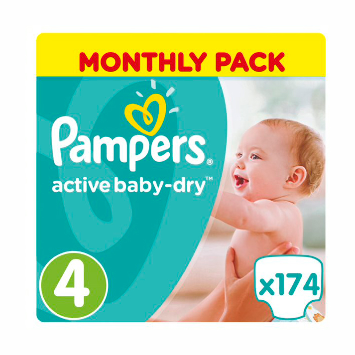 

Підгузки Pampers Premium Active Baby-Dry Maxi дитячі, розмір 4, 8-14 кг, 174 шт
