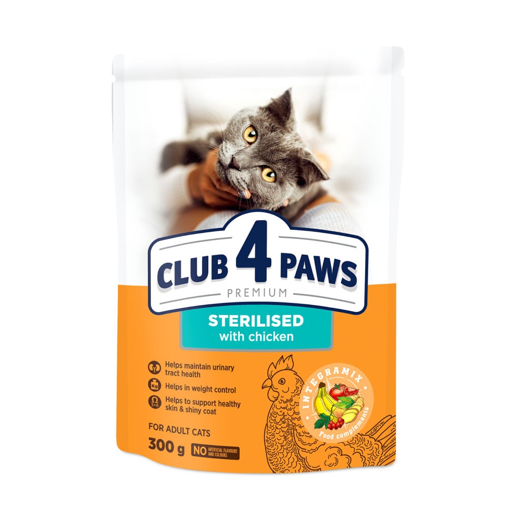 

Сухий корм для стерилізованих кішок Club 4 Paws Premium, 300 г