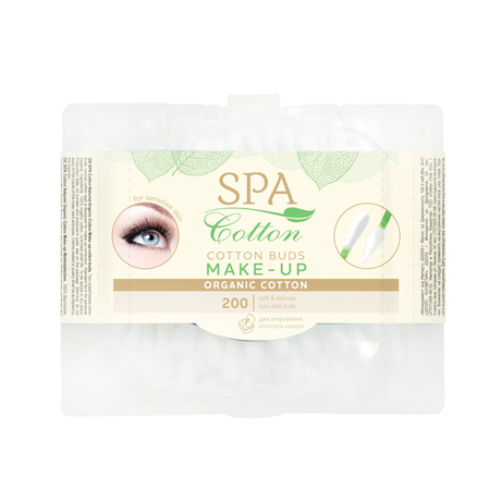 

Ватні палочки Спа Коттон Organic квадрат make up, 200 шт