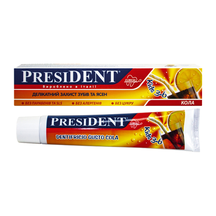 

Дитяча зубна паста PresiDENT Clinical Kids Кола 3-6 років, 50 мл