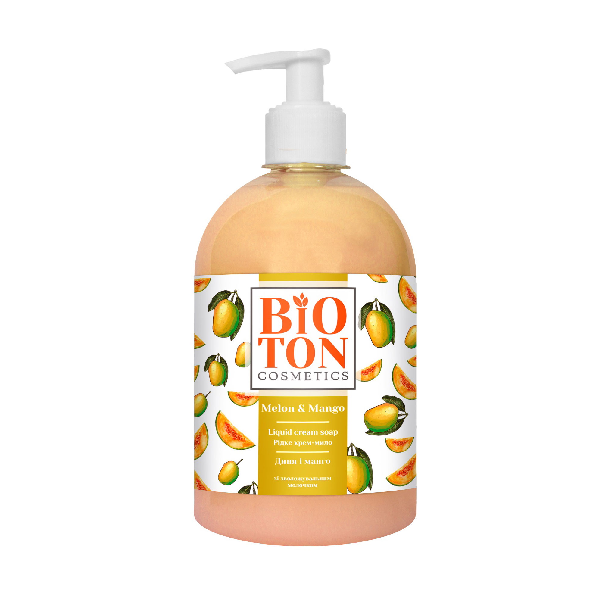 

Рідке крем-мило Bioton Cosmetics Диня і манго, зі зволожувальним молочком, 500 мл