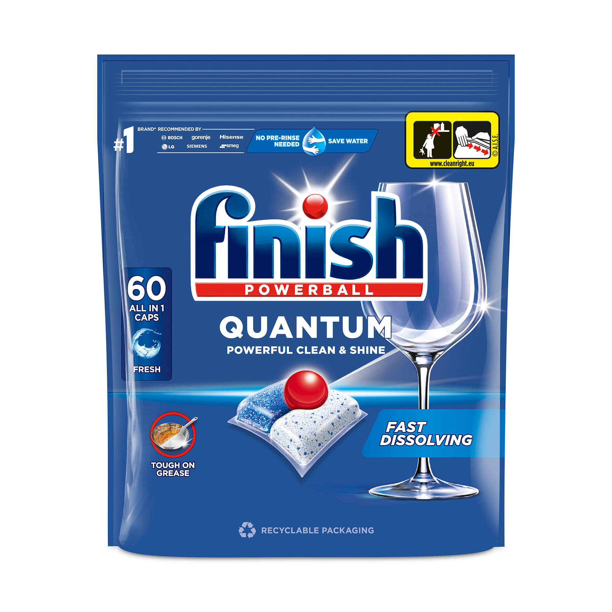 

Таблетки для посудомийних машин Finish Powerball Quantum, 60 шт