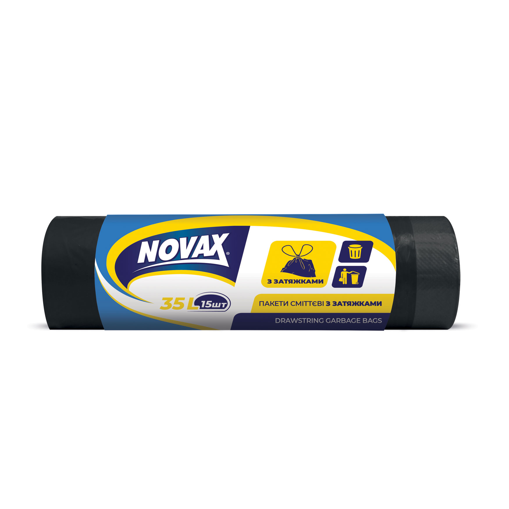 

Пакети для сміття NOVAx 3 із затяжкою 35 л, 15 шт