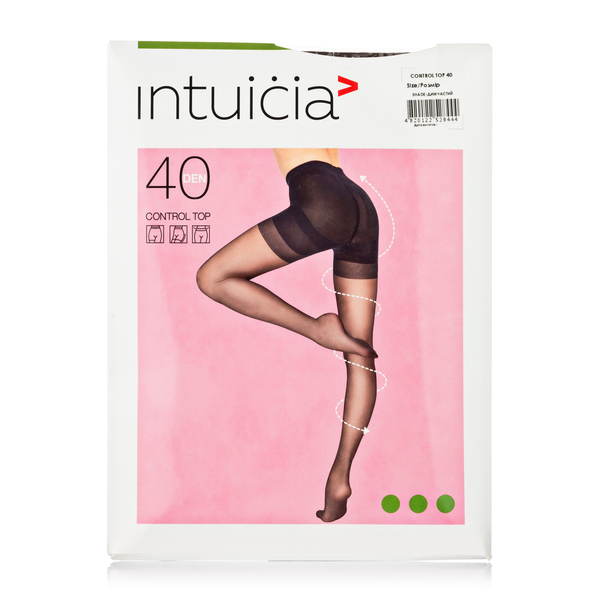 

Колготки жіночі Intuicia Control Top моделювальні, з шортиками, 40 DEN, Antrazite, розмір 4