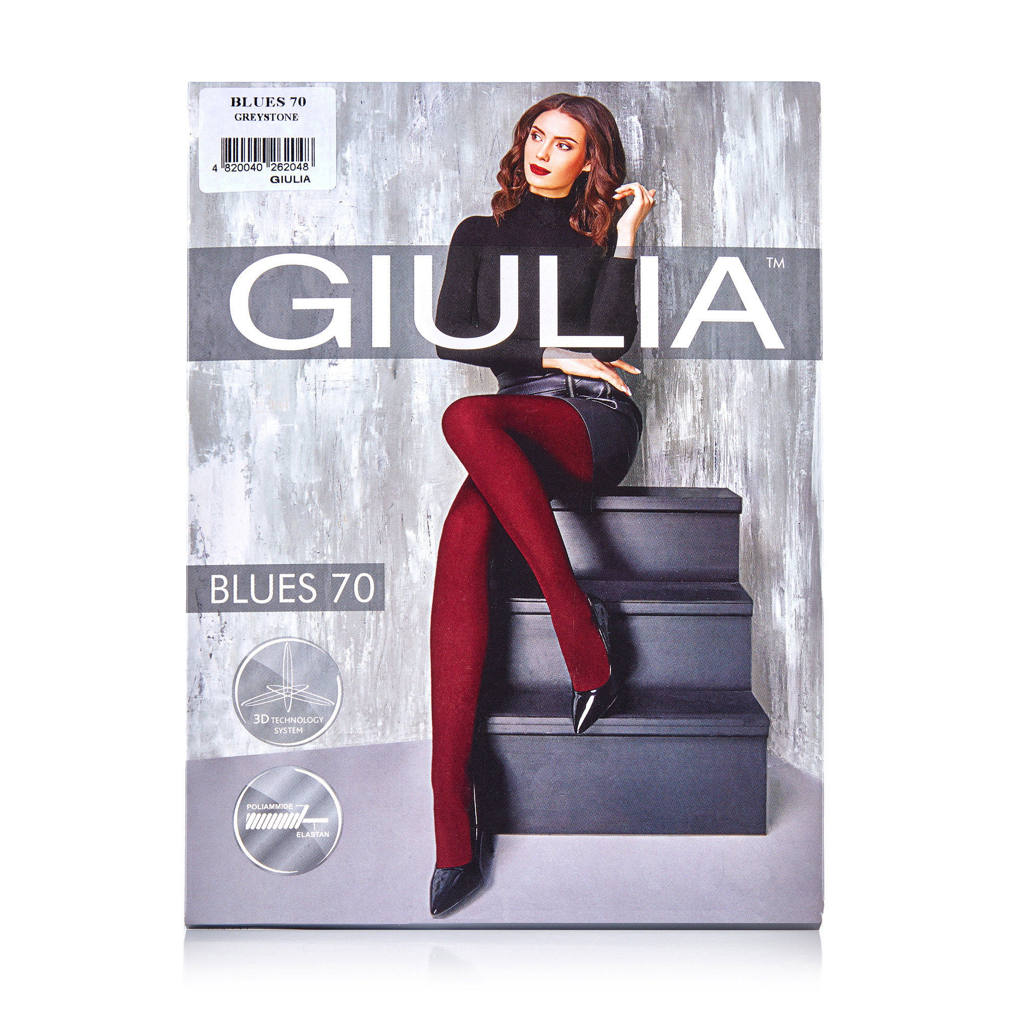 

Колготки жіночі Giulia Blues класичні, без шортиків, 70 DEN Greystone, розмір 2