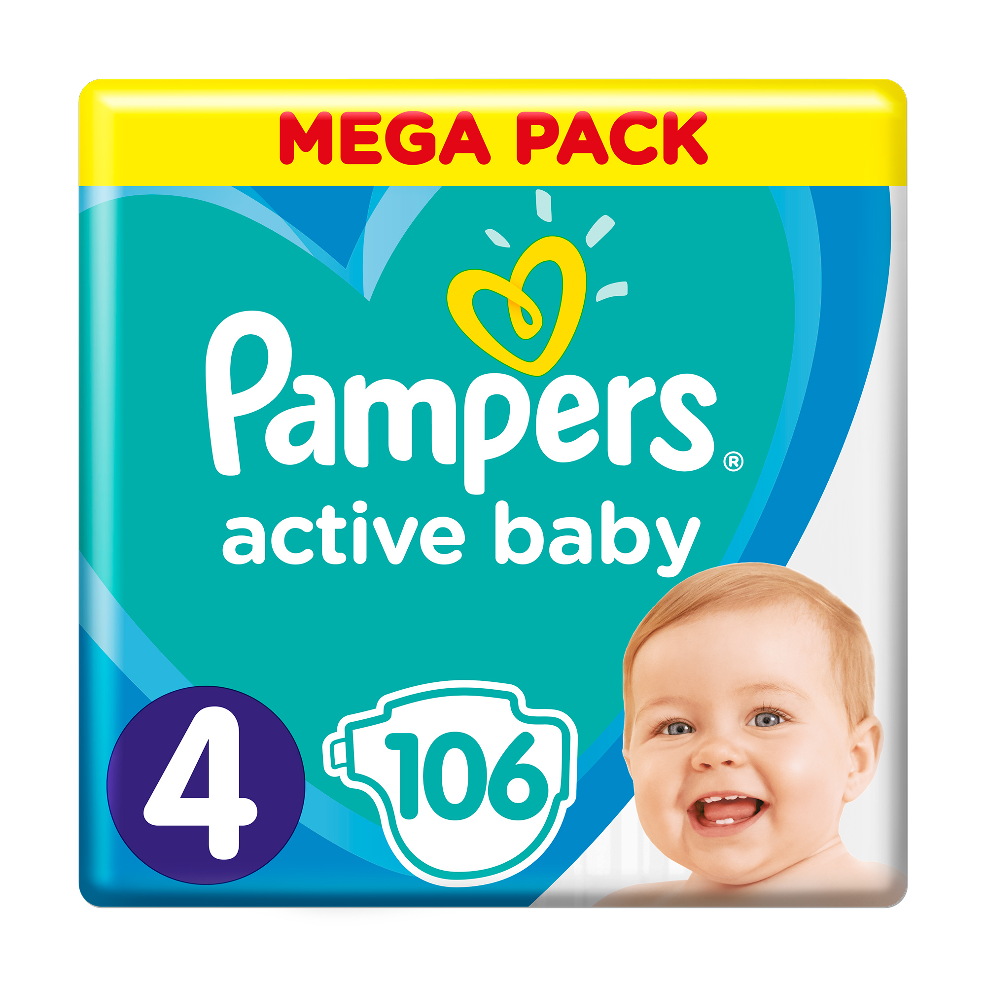 

Підгузки Pampers Active Baby Maxi детские, розмір 4, 9-14 кг, 106 шт
