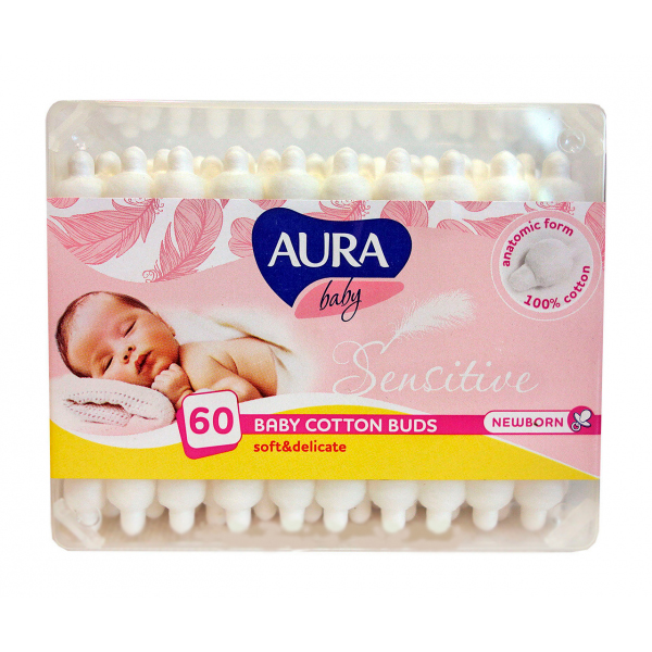 

Ватні палички AURA Baby для дітей з обмежувачем квадрат 60шт