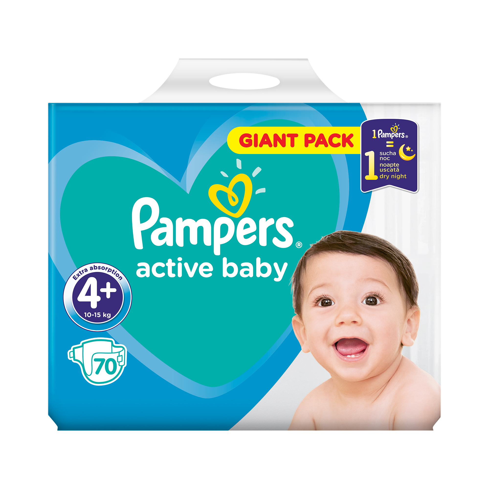 

Підгузки Pampers Active Baby Maxi Plus дитячі, розмір 4+, 10-15 кг, 70 шт