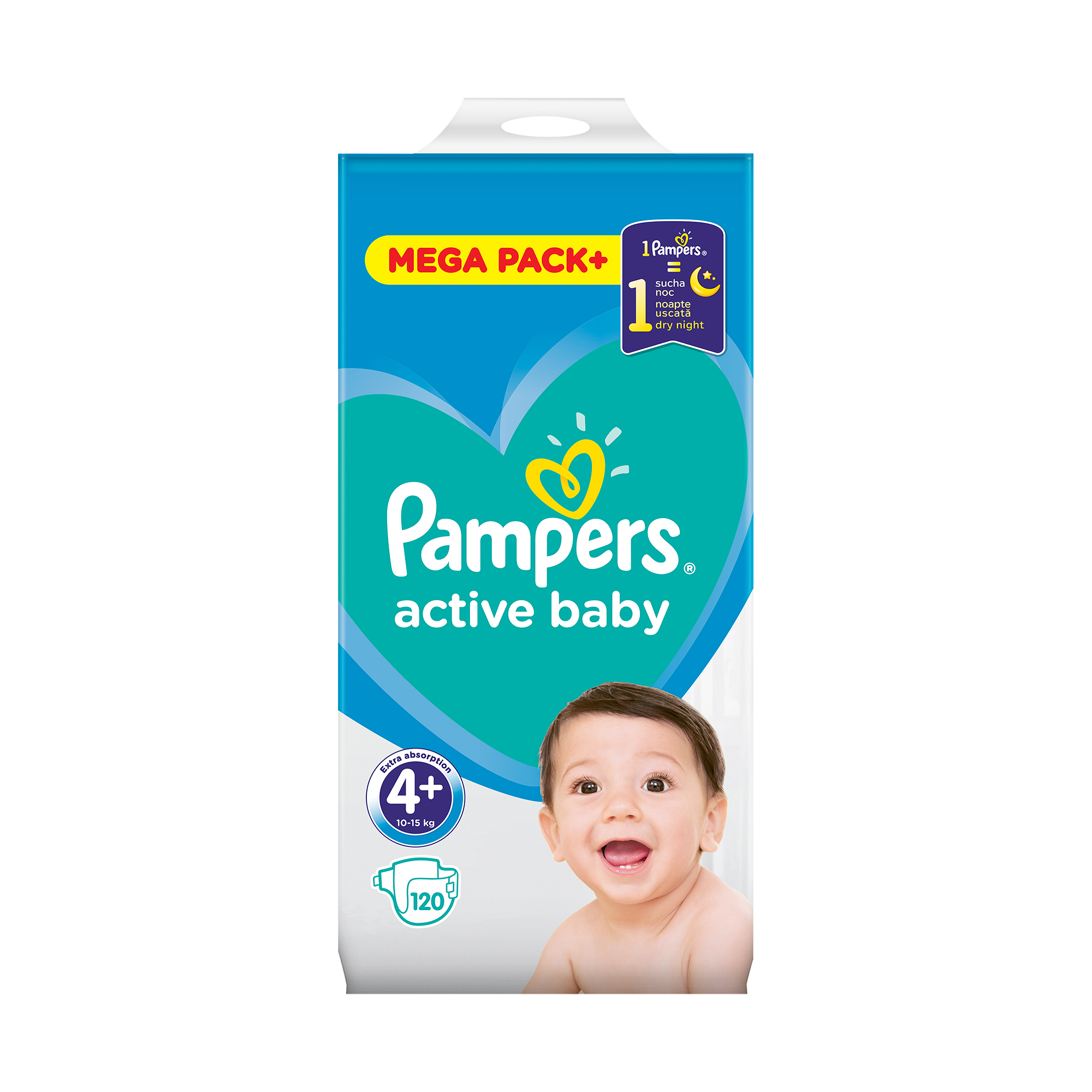 

Підгузки Pampers Active Baby Maxi Plus дитячі, розмір 4+, 10-15 кг, 120 шт