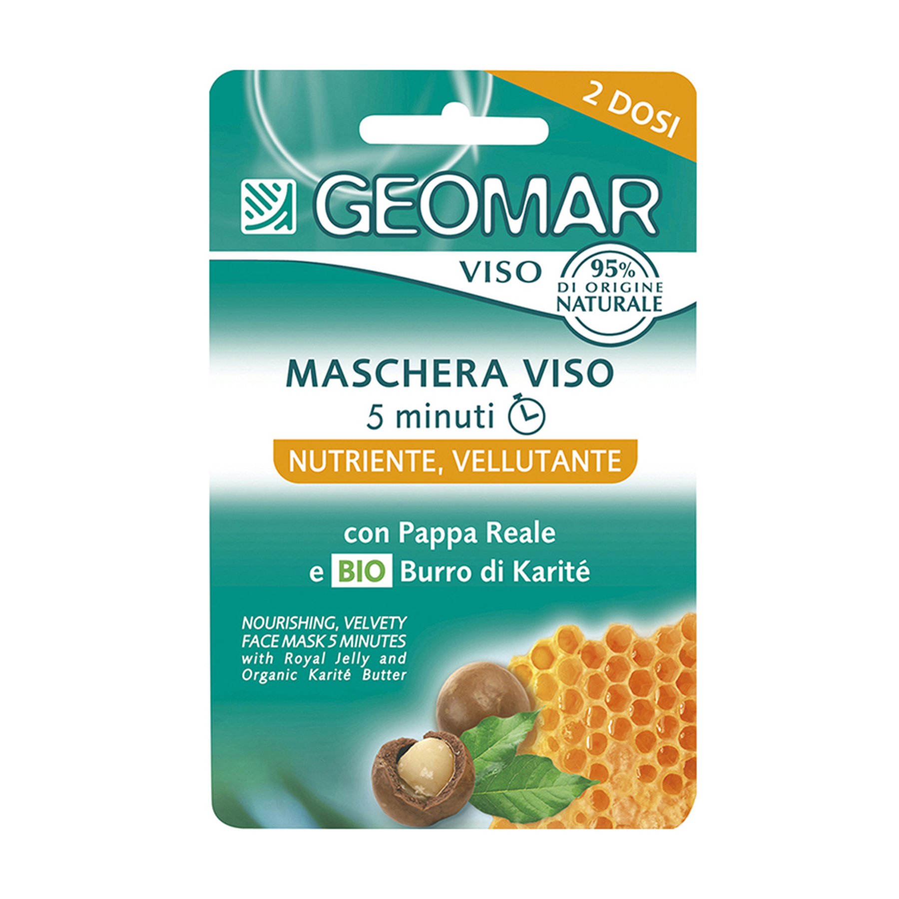 

Живильна маска для обличчя Geomar Face з маточним молочком та органічною олією Каріте, 22 мл