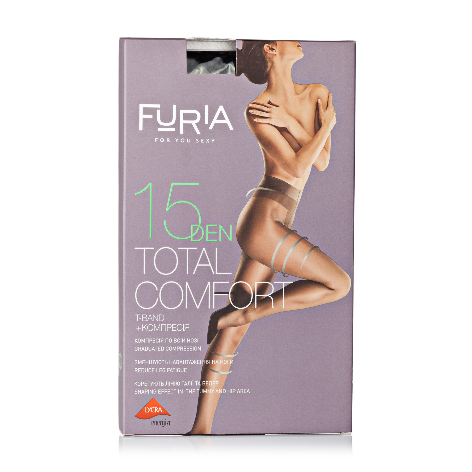 

Колготки жіночі Furia Total Comfort корегуючі талію та стегна, 15 DEN, чорні, розмір 4