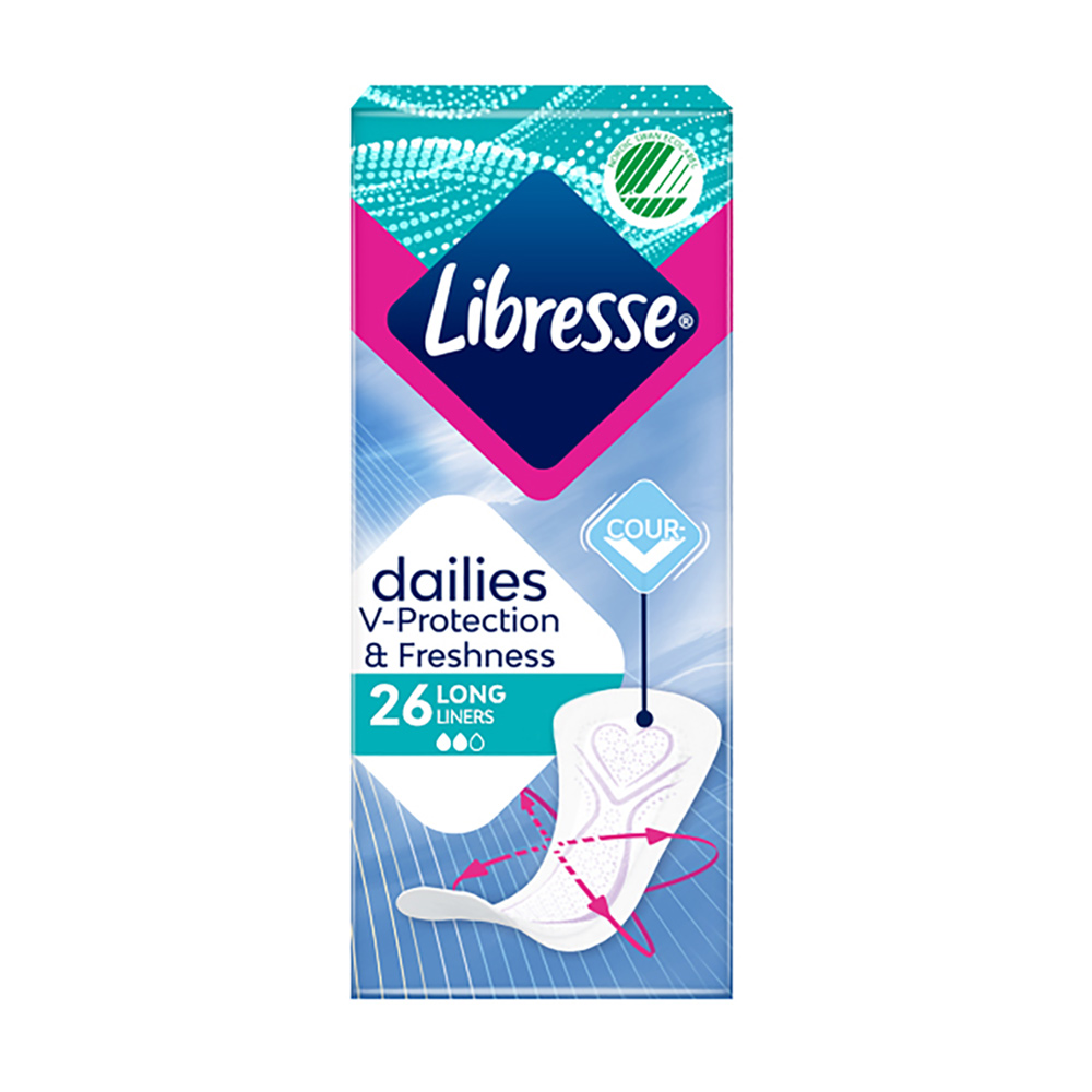 

Уцінка! Щоденні прокладки Libresse Dailies V-Protection & Freshness Long поглинаючі, 26 шт