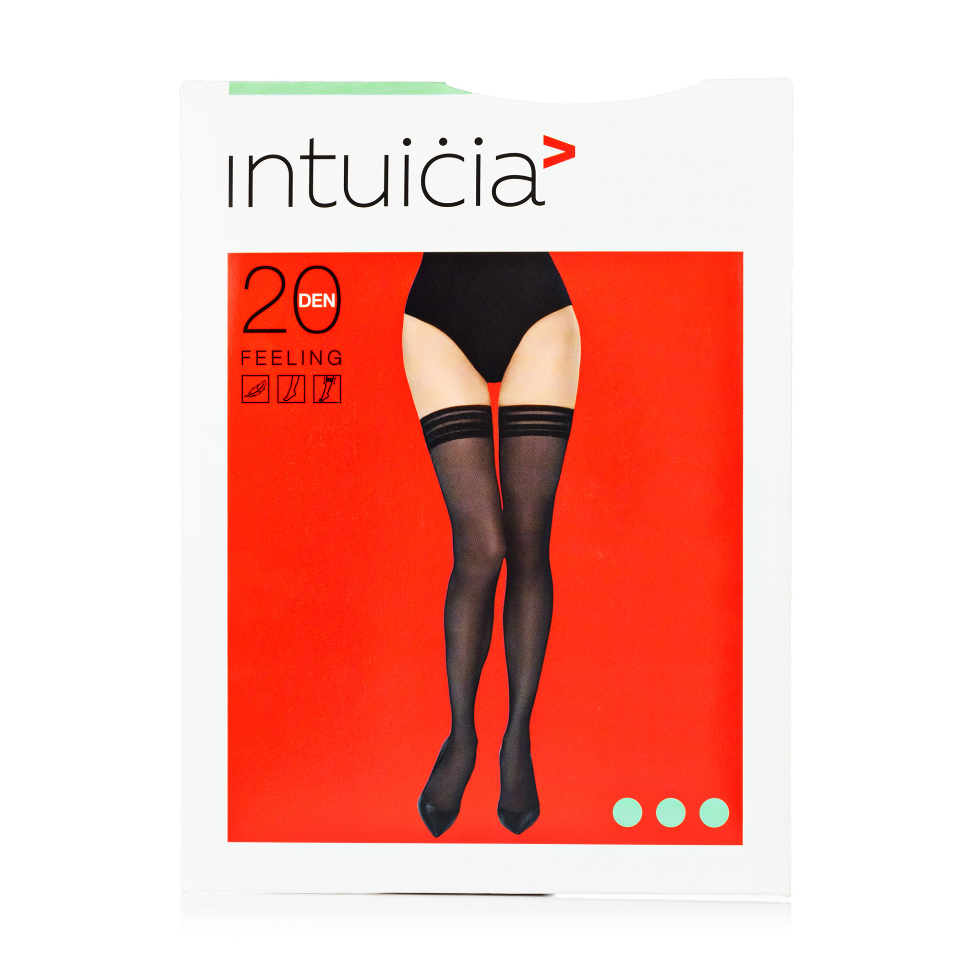 

Панчохи жіночі Intuicia Feeling з мереживною резинкою, 20 DEN, Nero, розмір 4