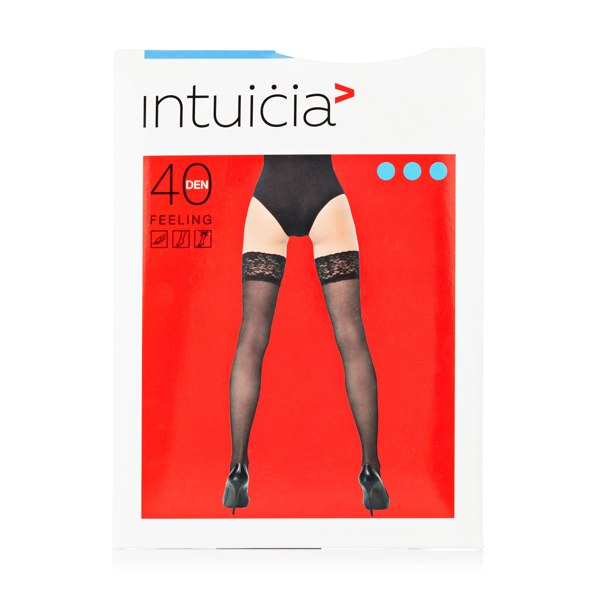 

Панчохи жіночі Intuicia Feeling з мереживною резинкою, 40 DEN, Nero, розмір 2