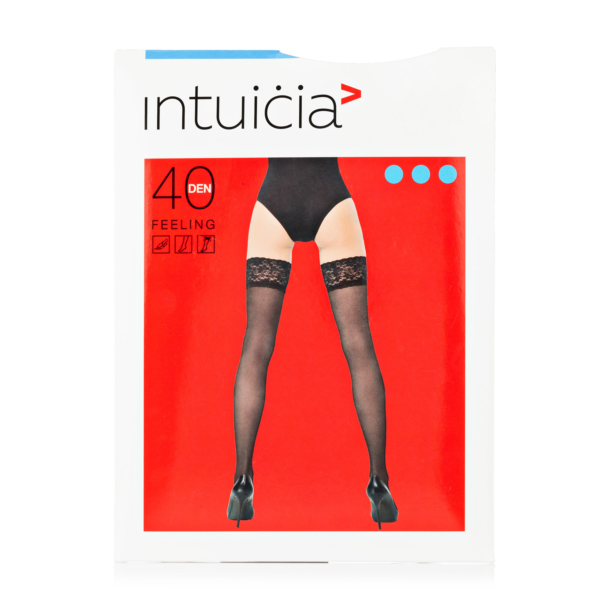 

Панчохи жіночі Intuicia Feeling з мереживною резинкою, 40 DEN, Nero, розмір 3