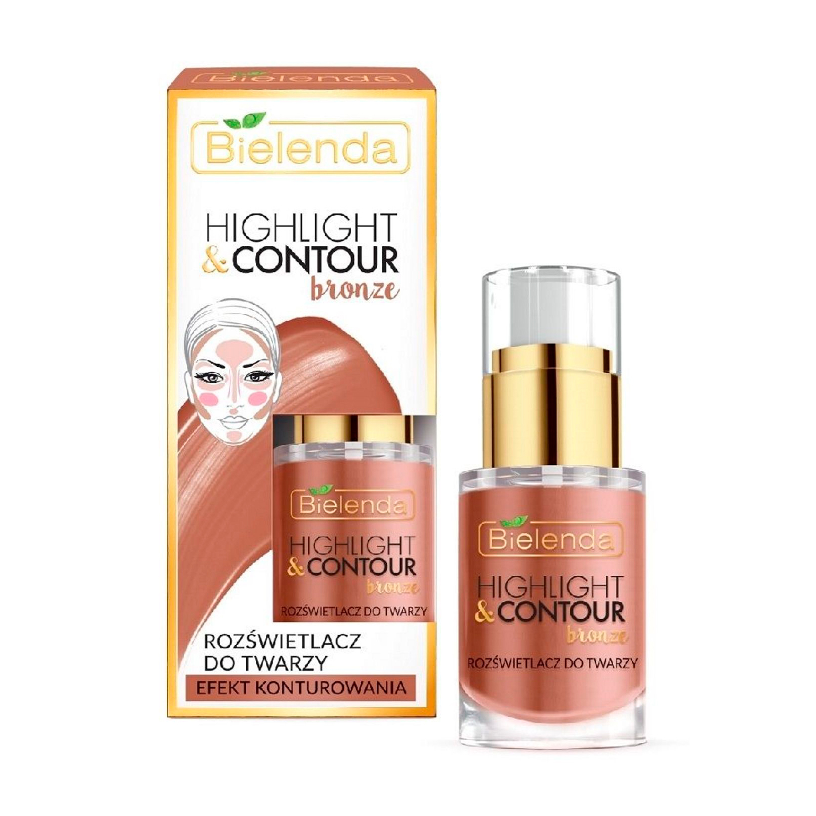 

Хайлайтер Bielenda Highlight & Contour bronze мідний, 15 мл