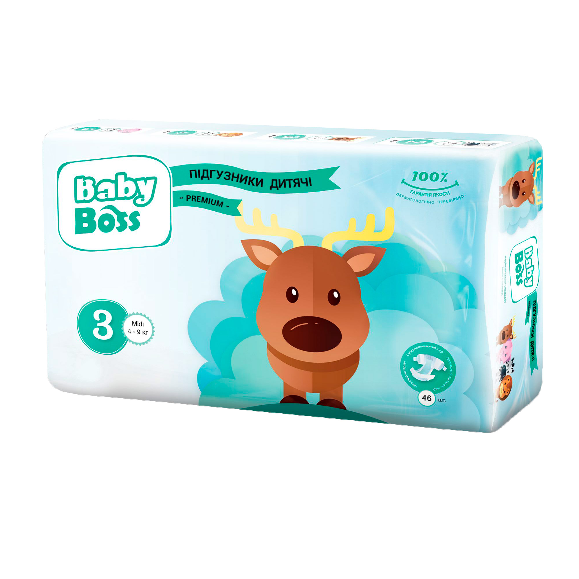

Підгузки Baby Boss Midi розмір 3, 4-9 кг, 46 шт