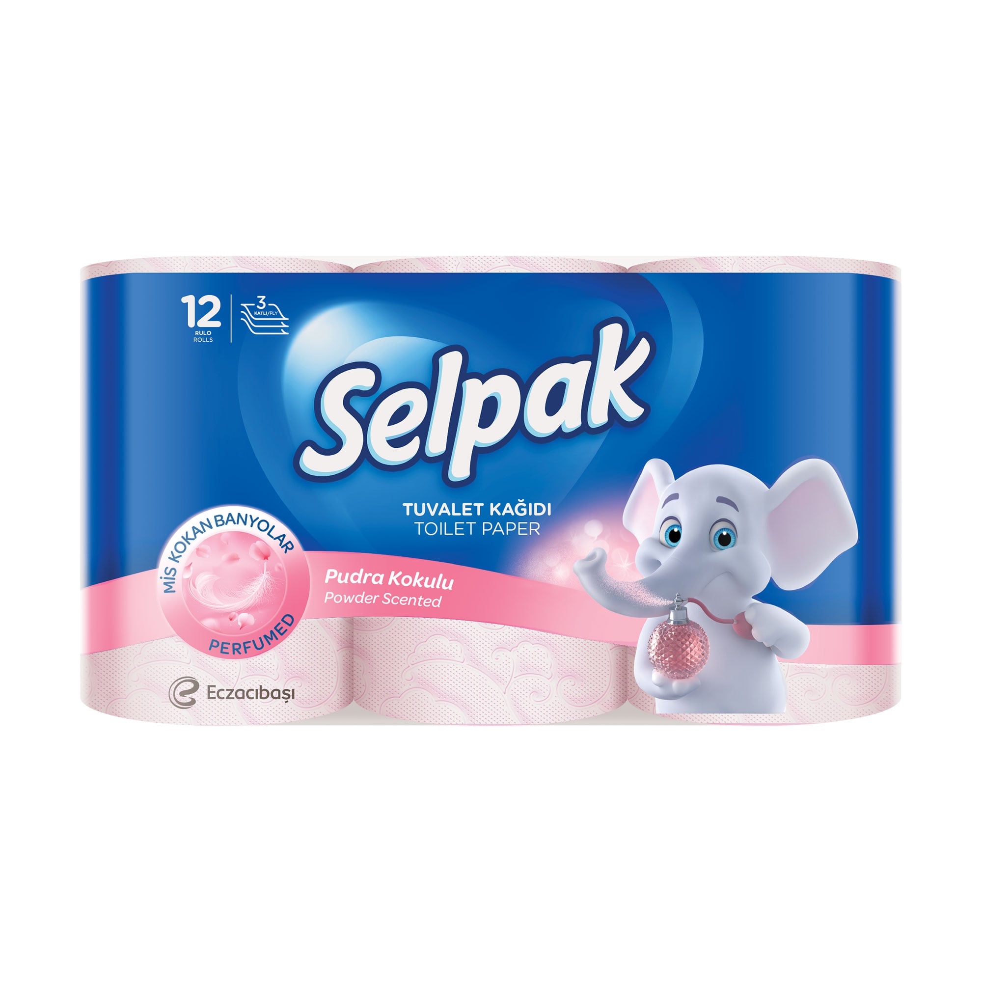 

Туалетний папір Selpak Perfumed Pudra 3-шаровий, 12 рулонів
