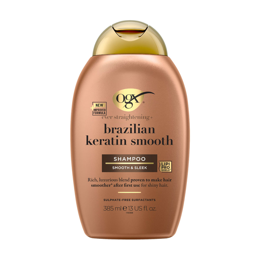 

Уцінка! Розгладжувальний шампунь OGX Ever Straightening + Brazilian Keratin Therapy Shampoo Бразильский кератин, для зміцнення волосся, 385 мл