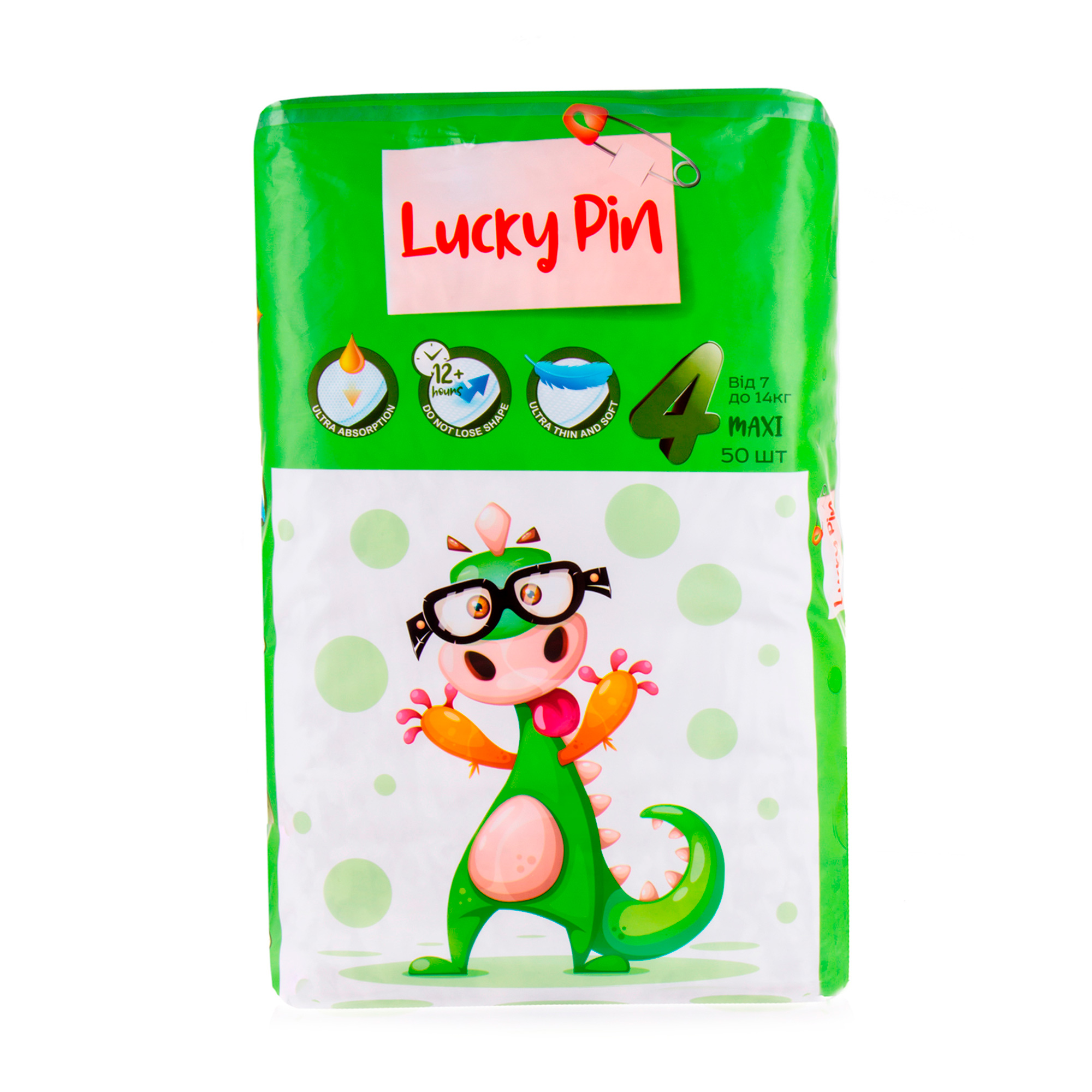 

Уцінка! Підгузки LuckyPin Maxi розмір 4 (7-14 кг), 50 шт