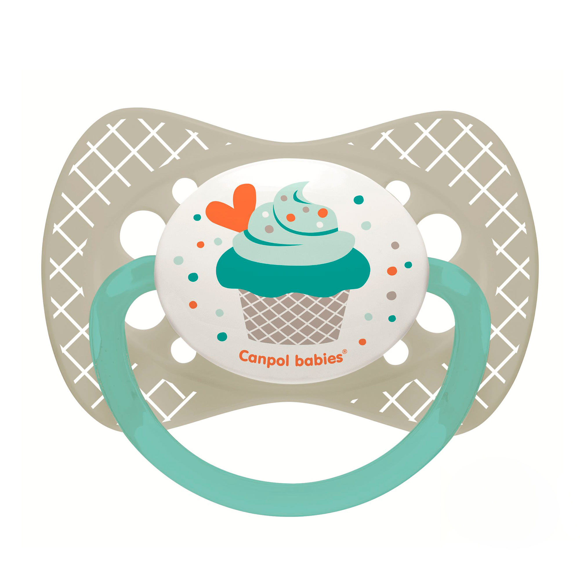 

Пустушка Canpol babies силіконова симетрична 0-6 міс Cupcake сіра