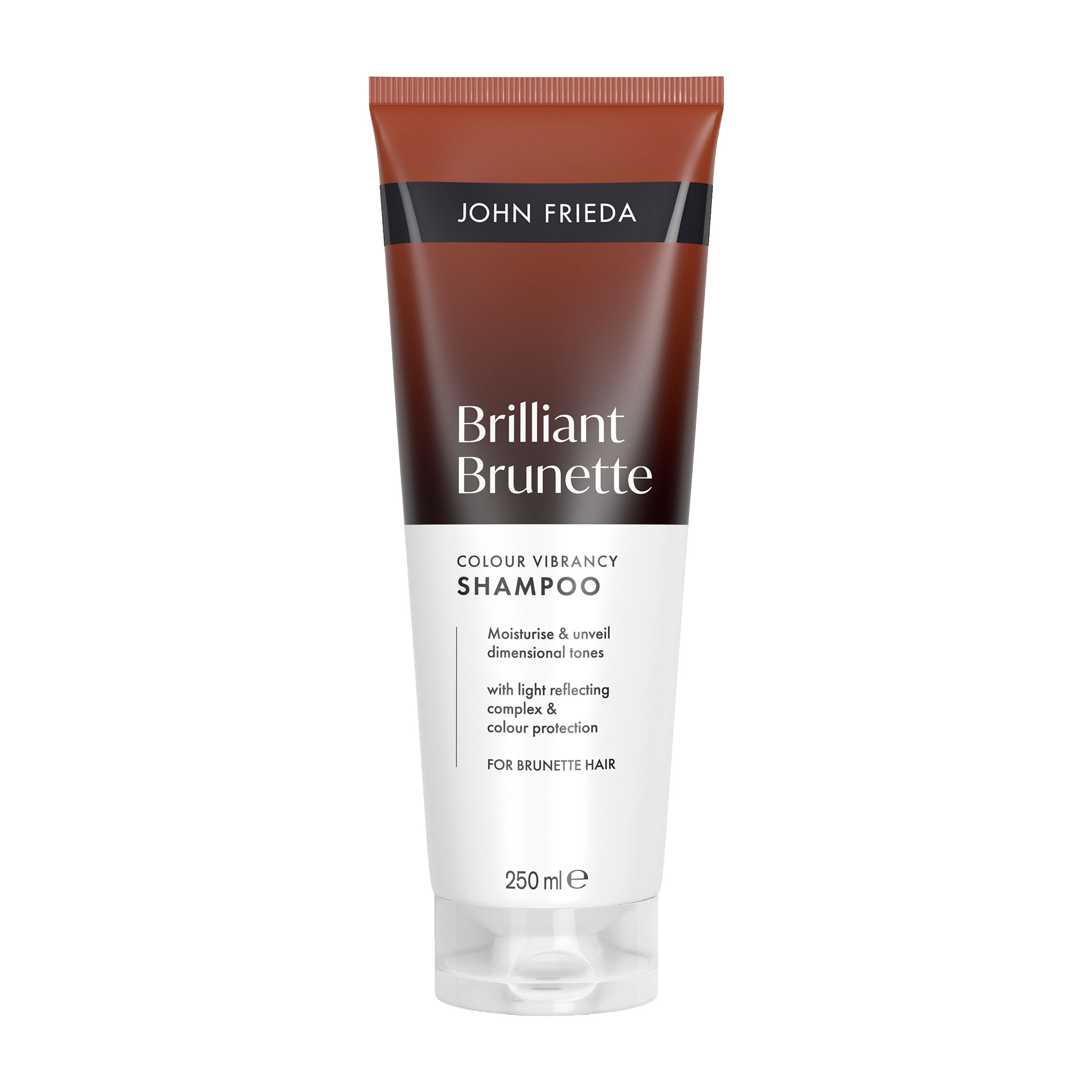 

Зволожувальний шампунь для темного волосся John Frieda Brilliant Brunette Colour Protecting Moisturizing Shampoo Захист кольору, 250 мл