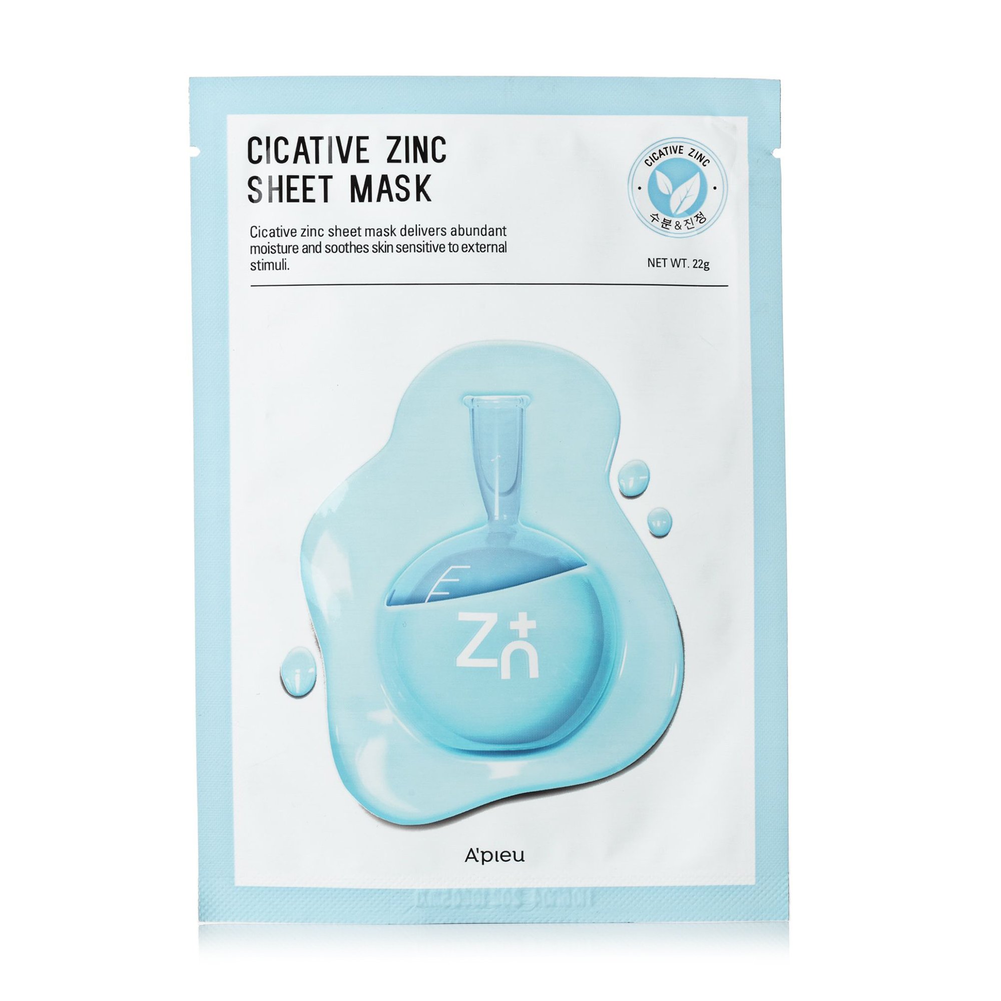 

Тканинна маска для обличчя A'pieu Cicative Zinc Sheet Mask, 22 г