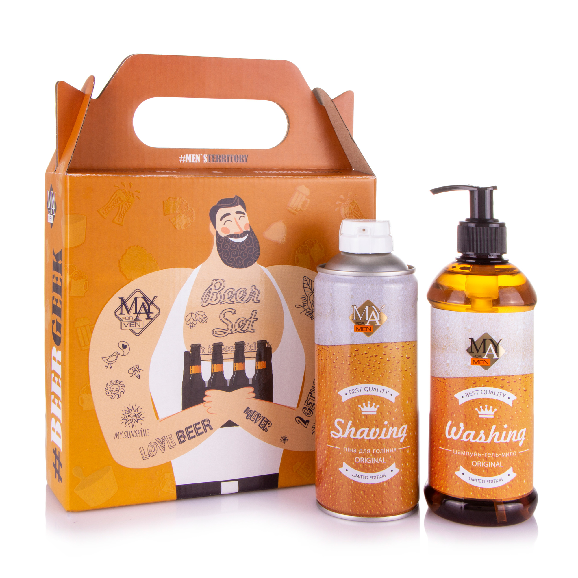 

MAY for men BeerSet подарунковий набір для чоловіків - піна, гель-шампунь 3в1 у гофропакуванні